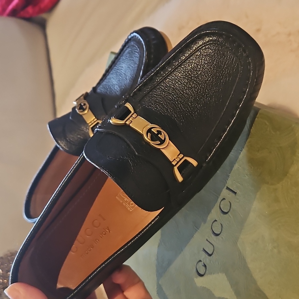 Gucci Black Leather Loafers Unisex - Picture 6 of 8